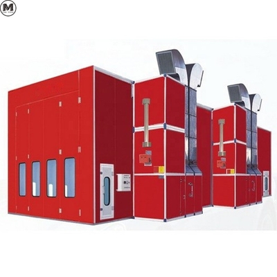 Cuarto de pintura de camiones Bus Spray Booth con 2 conjuntos de ventiladores de admisión de 11KW y fuente de calefacción de GLP