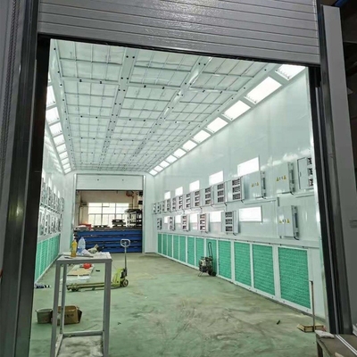 Cuarto de pintura de camiones Bus Spray Booth con 2 conjuntos de ventiladores de admisión de 11KW y fuente de calefacción de GLP