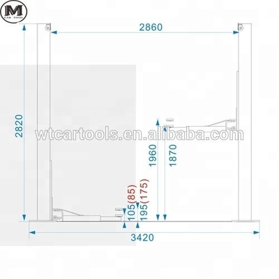 Capacidad de elevación de 4000 kg Dos postes de elevación de automóviles con 2 pasos de apoyo brazo y placa de suelo