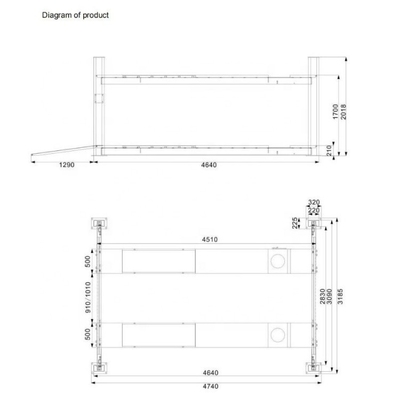 4500kgs Cuatro puestos de elevación de automóviles 1700mm Elevación de altura con alineación de ruedas