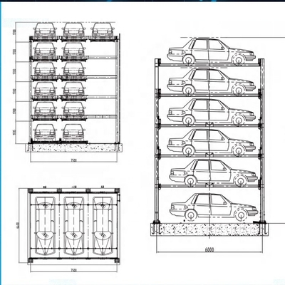Ahorro de espacio Sistema de estacionamiento de rompecabezas semiautomático con 6 capas y 10350 mm de altura
