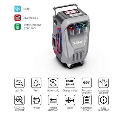 3/8HP compresor X568 Auto AC máquina de recuperación con función de lavado y integrado en la impresora