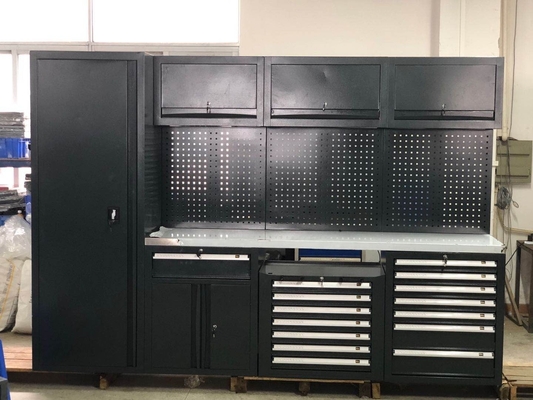 Cabinetes de trabajo de garaje de metal negro W2400 D610 H40mm