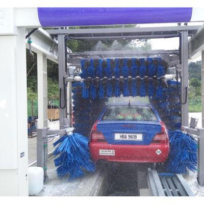 Máquina de lavado de automóviles de túnel totalmente automática Máquina de lavado de automóviles de alta presión 10 cepillos Sistemas de lavado de automóviles de vuelco Sistema de control PLC Equipo de lavado de automóviles automatizado