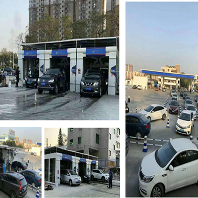 Máquina de lavado de automóviles de túnel totalmente automática Máquina de lavado de automóviles de alta presión 10 cepillos Sistemas de lavado de automóviles de vuelco Sistema de control PLC
