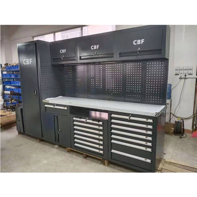 Banco de trabajo de garaje grande, nuevo, negro, móvil / para taller, combinación de acero, gabinete de herramientas