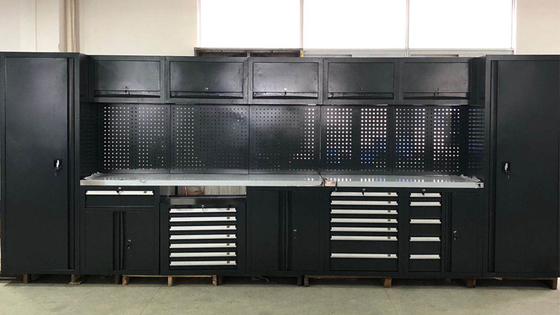 Banco de trabajo de garaje grande, nuevo, negro, móvil / para taller, combinación de acero, gabinete de herramientas