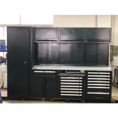 Banco de trabajo de garaje grande, nuevo, negro, móvil / para taller, combinación de acero, gabinete de herramientas