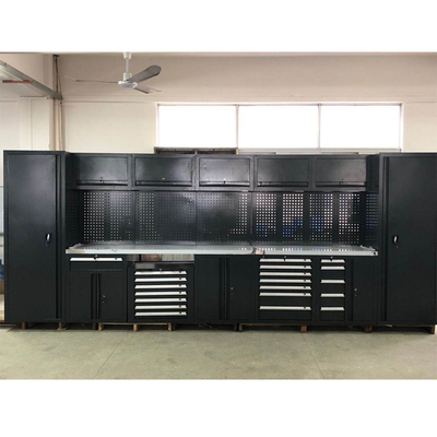 Banco de trabajo de garaje grande, nuevo, negro, móvil / para taller, combinación de acero, gabinete de herramientas